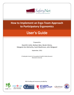 User’s Guide How to Implement an Ergo-Team Approach to Participatory Ergonomics