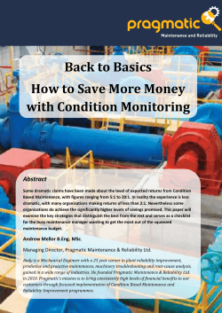 Back to Basics How to Save More Money with Condition Monitoring