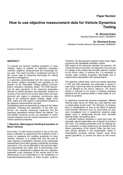 How to use objective measurement data for Vehicle Dynamics Testing Paper Number