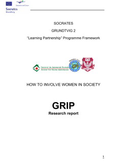 GRIP  HOW TO INVOLVE WOMEN IN SOCIETY Research report