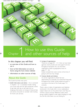 1 How to use this Guide and other sources of help Chapter