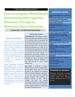 Outcomes How to Integrate Motivational Interviewing with Cognitive Behaviour Therapy to