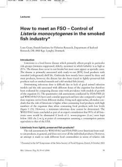 How to meet an FSO – Control of fish industry* Listeria monocytogenes