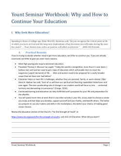 Yount Seminar Workbook: Why and How to Continue Your Education