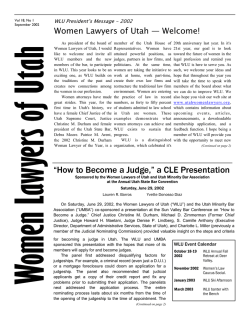 Women Lawyers of Utah &mdash; Welcome! WLU President&rsquo;s Message - 2002