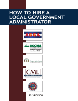 HOW TO HIRE A LOCAL GOVERNMENT ADMINISTRATOR 2013 REVISION
