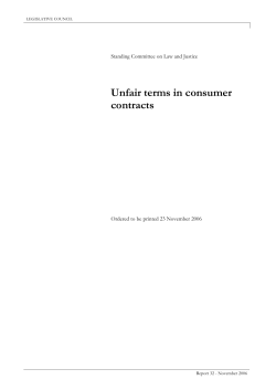 Unfair terms in consumer contracts  Standing Committee on Law and Justice