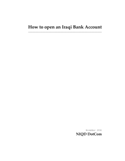 How to open an Iraqi Bank Account NIQD DotCom  ________________________________________________________________________