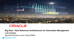 – New Reference Architectures for Information Management Big Data Luis Campos