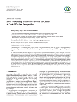 Research Article How to Develop Renewable Power in China? A Cost-Effective Perspective