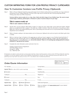 CUSTOM IMPRINTING FORM FOR LOW-PROFILE PRIVACY CLIPBOARDS