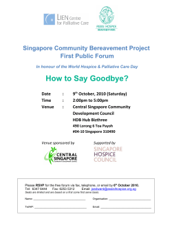 How to Say Goodbye? Singapore Community Bereavement Project First Public Forum
