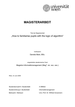MAGISTERARBEIT „How to familiarise pupils with the logic of algorithm“