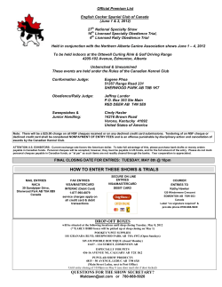 Official Premium List  English Cocker Spaniel Club (June 1 &amp; 2, 2012)