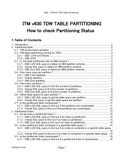 ITM v630 TDW TABLE PARTITIONING How to check Partitioning Status
