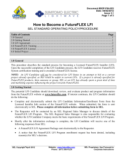 How to Become a FutureFLEX LFI  SEL STANDARD OPERATING POLICY/PROCEDURE