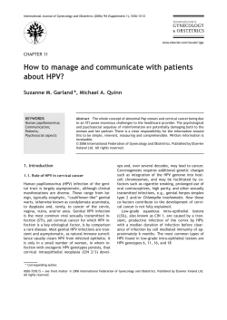 How to manage and communicate with patients about HPV? CHAPTER 11