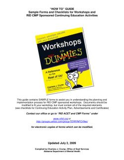 “HOW TO” GUIDE Sample Forms and Checklists for Workshops and