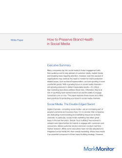How to Preserve Brand Health in Social Media Executive Summary White Paper