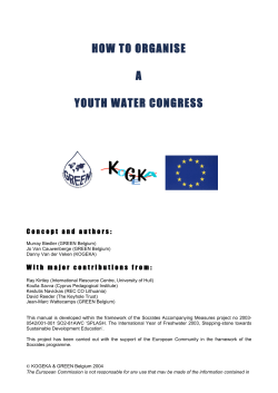 HOW TO ORGANISE  A YOUTH WATER CONGRESS