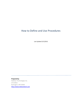How to Define and Use Procedures Prepared by: NetBrain Technologies Inc.