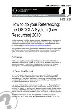 How to do your Referencing: the OSCOLA System (Law Resources) 2010