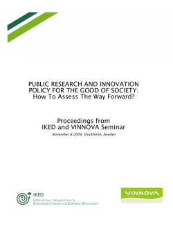 PUBLIC RESEARCH AND INNOVATION POLICY FOR THE GOOD OF SOCIETY: