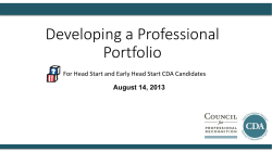 Developing a Professional Portfolio August 14, 2013