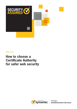 How to choose a Certificate Authority for safer web security White paper