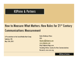 How to Measure What Matters: New Rules for 21 Century Communications Measurement st
