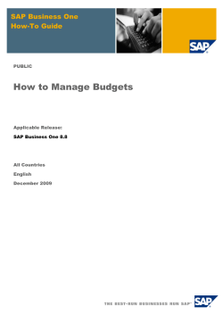 How to Manage Budgets SAP Business One How-To Guide
