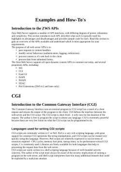 Examples and How-To's Introduction to the ZWS APIs
