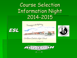 Course Selection Information Night  ESL