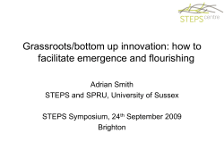 Grassroots/bottom up innovation: how to facilitate emergence and flourishing Adrian Smith