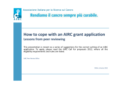 How to cope with an AIRC grant application