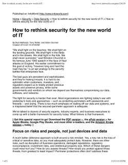 InfoWorld Home &gt; Security &gt; Data Security &gt; How to rethink...