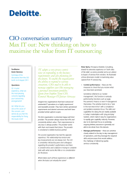CIO conversation summary Max IT out: New thinking on how to