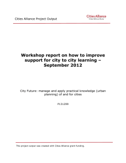 Workshop report on how to improve September 2012