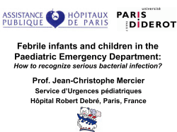 Febrile infants and children in the Paediatric Emergency Department: Prof. Jean-Christophe Mercier