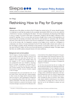 rethinking how to pay for europe European Policy Analysis iain Begg Abstract