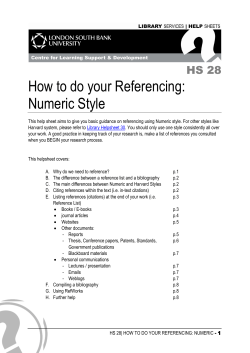 How to do your Referencing: Numeric Style HS 28