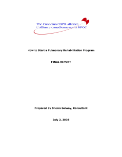 How to Start a Pulmonary Rehabilitation Program FINAL REPORT