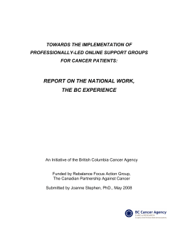 REPORT ON THE NATIONAL WORK, THE BC EXPERIENCE TOWARDS THE IMPLEMENTATION OF