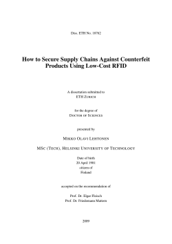 How to Secure Supply Chains Against Counterfeit Products Using Low-Cost RFID M O