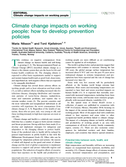 Climate change impacts on working people: how to develop prevention policies Maria Nilsson