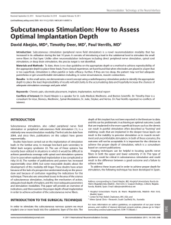 Subcutaneous Stimulation: How to Assess Optimal Implantation Depth , Paul Verrills, MD