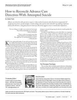 How to Reconcile Advance Care Directives With Attempted Suicide H L