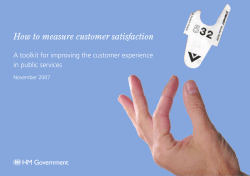 How to measure customer satisfaction in public services November 2007