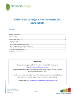 TB10 - How to lodge a Non-Domestic EPC using iSBEM Contents
