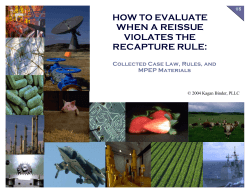 HOW TO EVALUATE WHEN A REISSUE VIOLATES THE RECAPTURE RULE: